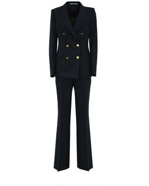 Tagliatore Double-Breasted Pinstriped Suit - Black