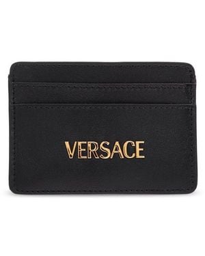 Versace Logo-Lettering Card Holder - Black