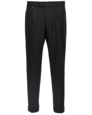 BOSS Pleat Turn-Up Hem Trousers - Black