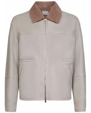 Brunello Cucinelli Long Sleeved Zip-Up Jacket - Grey