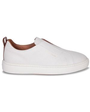 Santoni Round-Toe Slip-On Trainers - White
