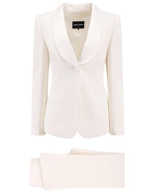 Giorgio Armani Single-breasted High-waist Tailored Suit - White