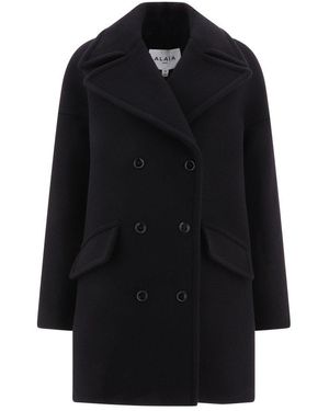 SALE【Alaia】ダブルブレスト ストレートフィット ピーコート alaia-Grey-Double-Breasted-