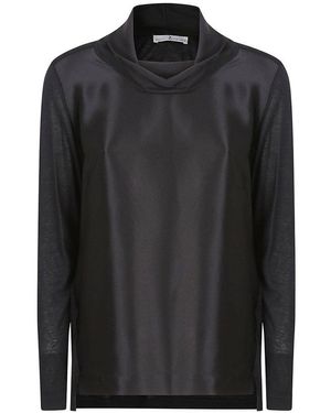 Whyci Draped Long Sleeve Top - Black