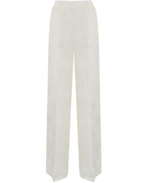Twinset Jacquard Satin Palazzo Trousers - White