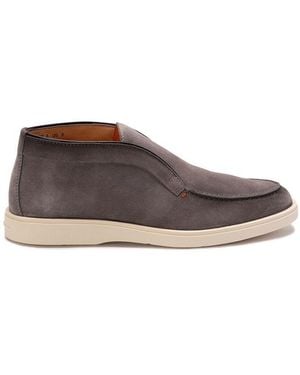 Santoni Desert Round Toe Slip-On Boots - Brown