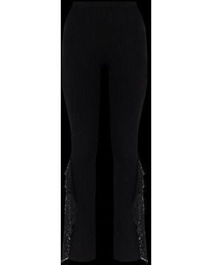 Blumarine Lace-Detailed Ribbed Trousers - Black