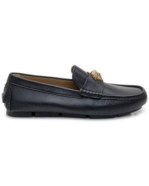 Versace Medusa-Head Ruched Loafers - Black