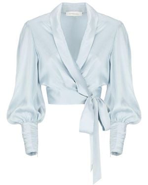 Zimmermann Light Silk Cropped Top - Blue