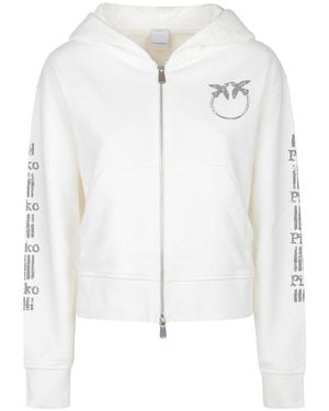 Pinko Zip-Up Long Sleeved Hoodie - White