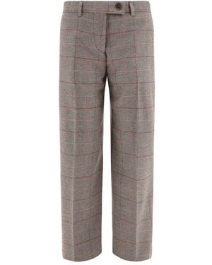 Fortela Straight-Leg Checked Trousers - Grey