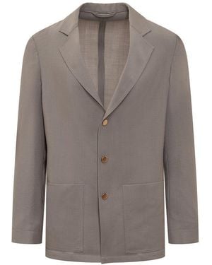 Covert Single-Breasted Blazer Jacket - Gray