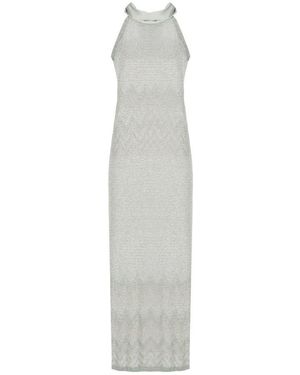 D.exterior High Neck Maxi Dress - White