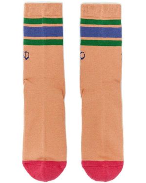 Brain Dead Logo Intarsia-Knit Striped Socks - Green