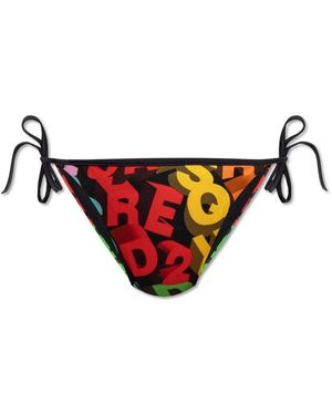 DSquared² Allover Logo Bikini Briefs - Red
