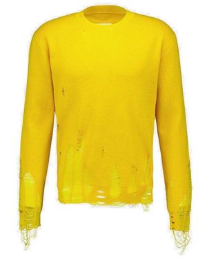 MM6 by Maison Martin Margiela Drop Shoulder Distressed Jumper - Yellow