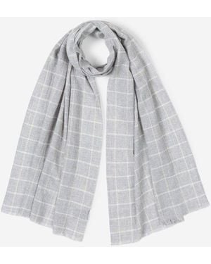 Fedeli Chequered Pattern Scarf - Grey