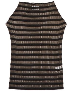 Jean Paul Gaultier Striped Off-Shoulder Top - Grey