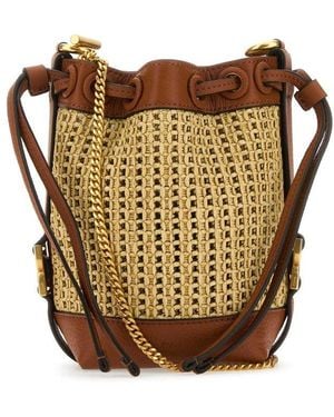 Chloé Raffia Micro Marcie Bucket Bag - Brown