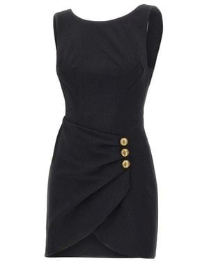 Elisabetta Franchi Wraparound-Effect Mini Dress - Black
