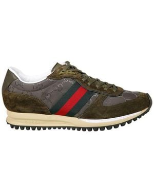 Gucci Panelled Lace-Up Trainers - Black