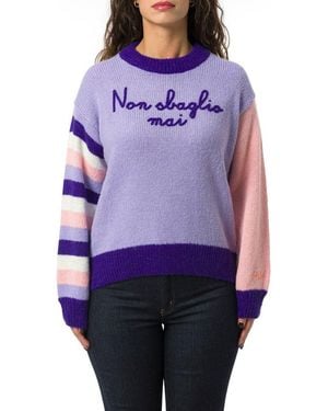 Mc2 Saint Barth Colourblock Striped Knitted Jumper - Purple