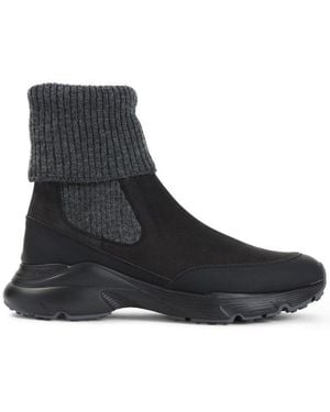 Tod's Round-Toe Knitted Ankle Boots - Black
