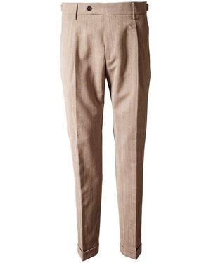 Berwich Retro Pleated Trousers - Natural