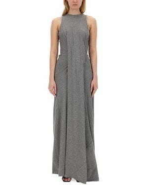 Victoria Beckham Gathered Sleeveless Maxi Dress - Grey