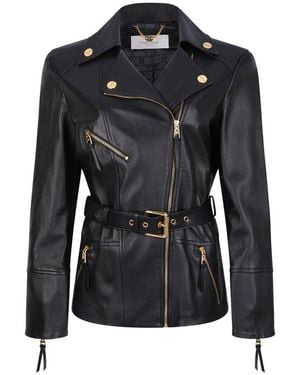 Elisabetta Franchi Belted Leather Jacket - Black