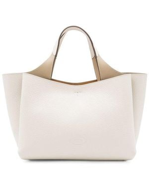Tod's Logo Plaque Top Handle Bag - Natural