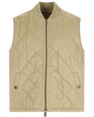 Burberry Quilted Gabardine Gilet - Natural