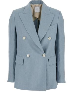 Eleventy Double Breasted Peak Lapel Jacket - Blue