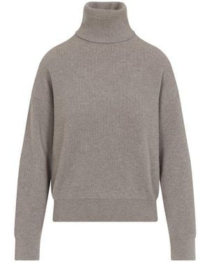 Brunello Cucinelli High Neck Long Sleeved Jumper - Grey