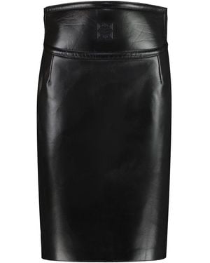 Givenchy Cut-Out Detail Leather Midi Skirt - Black