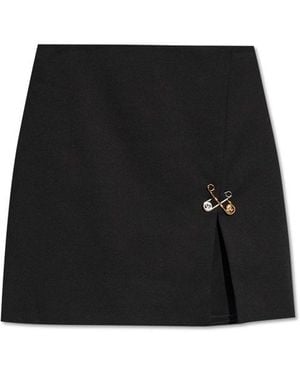 Versace Safety-Pin Detailed Straight Hem Skirt - Black