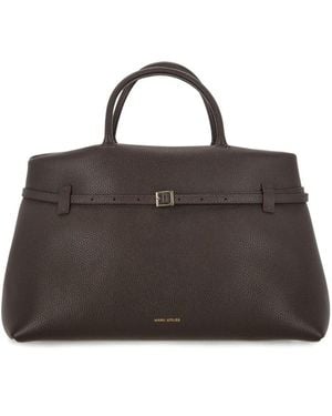 MANU Atelier Buckle Detailed Top Handle Bag - Brown