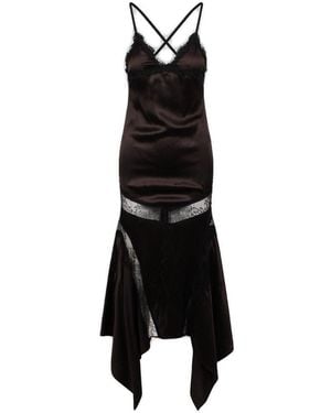 The Attico V-Neck Midi Dress - Black