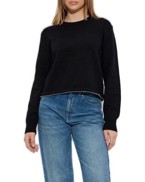 Helmut Lang Cropped Crewneck Jumper - Black