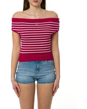 Tommy Hilfiger Off-The-Shoulder Cap Sleeved Jumper - Red