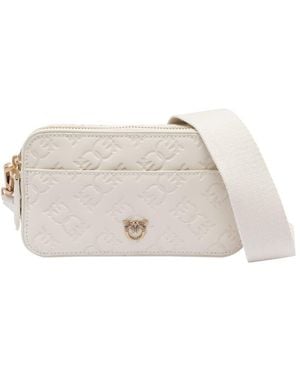 Pinko Logo Embossed Mini Camera Bag - White