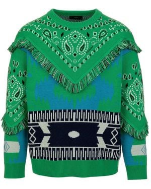 Alanui Bandana-Printed Crewneck Jumper - Green