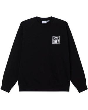 Obey Logo Crew Neck Jumper - Black