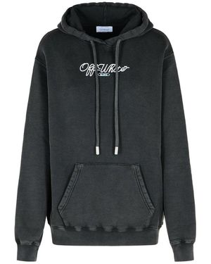 Off-White c/o Virgil Abloh Off- Logo Embroidered Drawstring Hoodie - Black