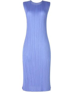 Pleats Please Issey Miyake March Sleeveless Pleated Midi Dress - Blue