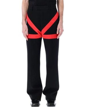 Ferragamo Tailored Trousers With Inlays - Black