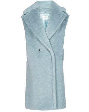 Max Mara Double-Breasted Teddy Gilet - Blue