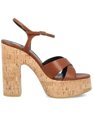 Saint Laurent Bianca Platform Sandals - Brown