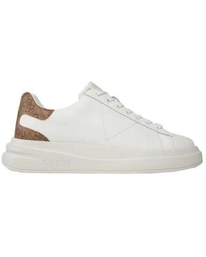 Guess Logo Embossed Lace-Up Trainers - White