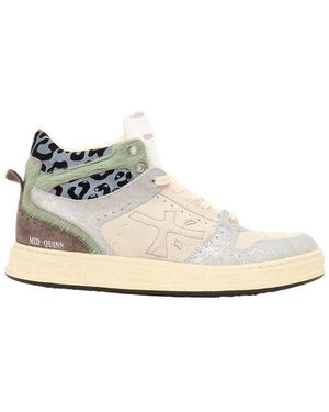 Premiata Mid Quinnd Logo Embroidered Trainers - White